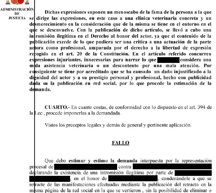 VULNERACIÓN DEL DERECHO AL HONOR