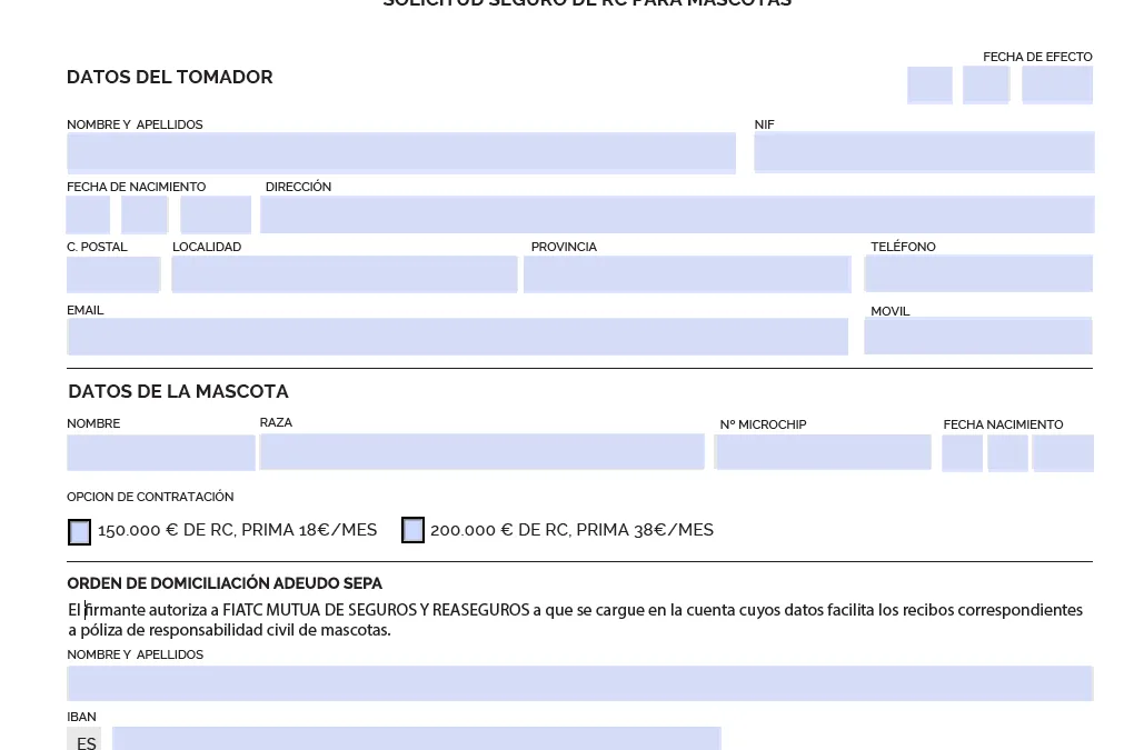 Póliza R.C. para propietarios de perros. Invalidez Mapfre