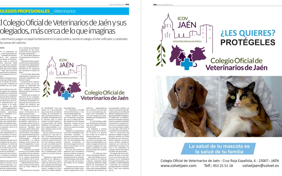El Colegio Oficial de Veterinarios de Jaén y sus colegiados, más cerca de lo que imaginas.